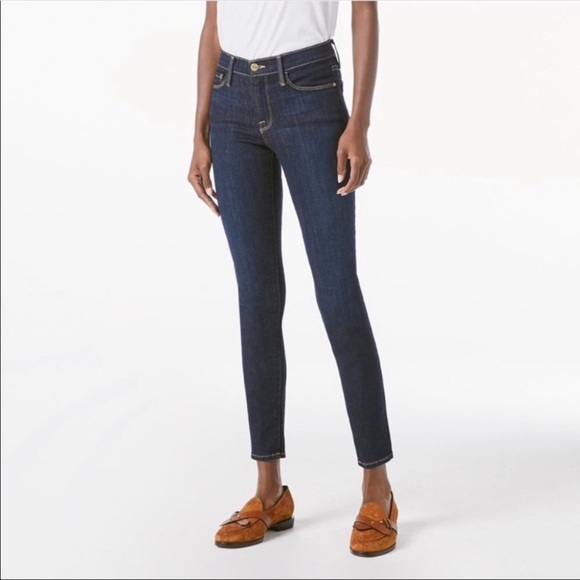 FRAME Medium Rise Medium Wash Denim Blue Jeans 25 Classic - Picture 2 of 15